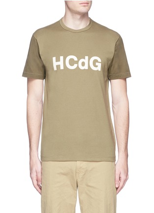 Main View - Click To Enlarge - COMME DES GARÇONS HOMME - Logo print contrast sleeve T-shirt