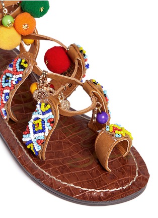 Detail View - Click To Enlarge - SAM EDELMAN - 'Gigi Lisbeth' pompom beaded kids sandals