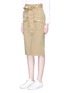 Front View - Click To Enlarge - COMME MOI - Belted cotton twill pencil skirt