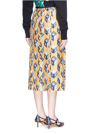 Back View - Click To Enlarge - GUCCI - 'GG Wallpaper' print pleated silk twill skirt
