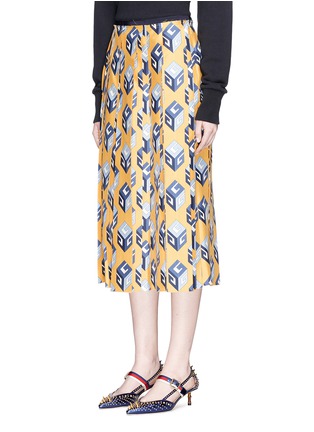 Front View - Click To Enlarge - GUCCI - 'GG Wallpaper' print pleated silk twill skirt