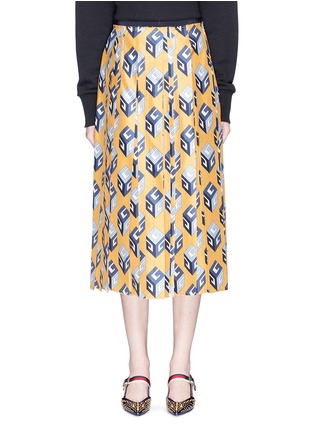 Main View - Click To Enlarge - GUCCI - 'GG Wallpaper' print pleated silk twill skirt