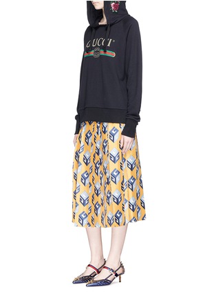 Figure View - Click To Enlarge - GUCCI - 'GG Wallpaper' print pleated silk twill skirt