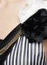 Detail View - Click To Enlarge - LANVIN - Rosette chain necklace stripe satin slip dress