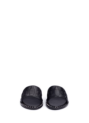 Front View - Click To Enlarge - ASH - 'Playa' tribal woven stud leather slide sandals