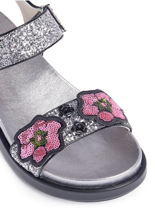 Detail View - Click To Enlarge - ASH - 'Shine' floral sequin appliqué metallic sandals