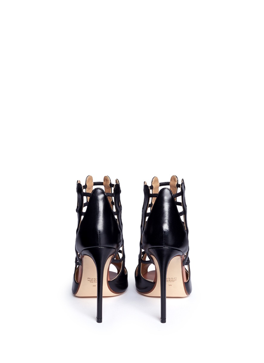 FRANCESCO RUSSO 'Nadia' cutout heel leather sandal booties