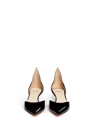 Front View - Click To Enlarge - FRANCESCO RUSSO - Peaked suede counter patent leather d'Orsay pumps