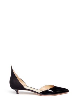 Main View - Click To Enlarge - FRANCESCO RUSSO - Peaked suede counter patent leather d'Orsay pumps