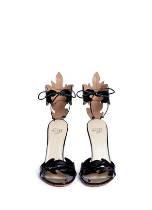 Front View - Click To Enlarge - FRANCESCO RUSSO - Leaf cutout patent leather sandals