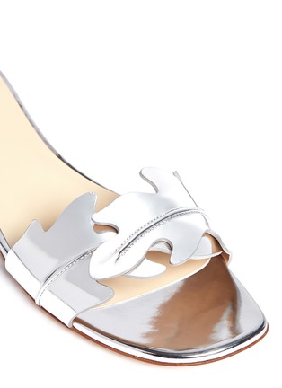 Detail View - Click To Enlarge - FRANCESCO RUSSO - Leaf cutout mirror leather sandals