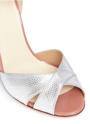 Detail View - Click To Enlarge - FRANCESCO RUSSO - Metallic karung snakeskin leather sandals