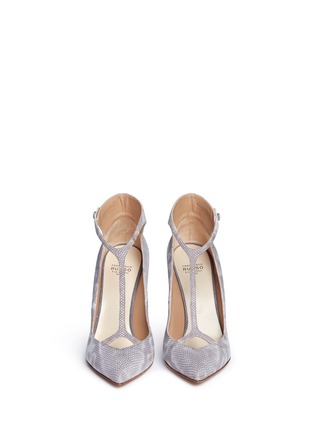 Front View - Click To Enlarge - FRANCESCO RUSSO - T-bar karung snakeskin leather pumps