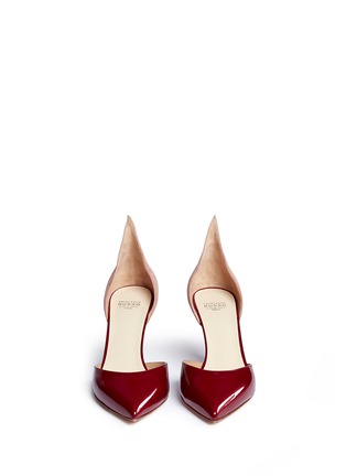 Front View - Click To Enlarge - FRANCESCO RUSSO - Suede and patent leather d'Orsay pumps