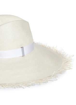 Detail View - Click To Enlarge - GIGI BURRIS MILLINERY - 'Francesca' frayed wide brim straw hat