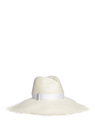 Main View - Click To Enlarge - GIGI BURRIS MILLINERY - 'Francesca' frayed wide brim straw hat