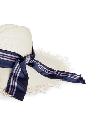 Detail View - Click To Enlarge - GIGI BURRIS MILLINERY - 'Leila' ribbon band frayed brim straw hat