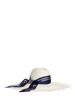 Main View - Click To Enlarge - GIGI BURRIS MILLINERY - 'Leila' ribbon band frayed brim straw hat