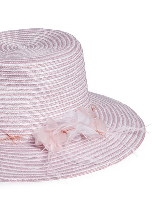 Detail View - Click To Enlarge - GIGI BURRIS MILLINERY - 'Meredith' feather trim stripe straw hat