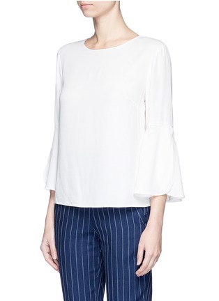 Front View - Click To Enlarge - TOPSHOP - Trumpet cuff dot embroidered blouse