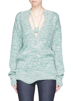 Main View - Click To Enlarge - 72722 - Halterneck geometric cut cotton sweater