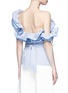 Back View - Click To Enlarge - 72722 - 'Bearded Iris' diamond print ruffle one-shoulder top