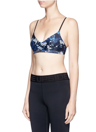 Front View - Click To Enlarge - THE UPSIDE - 'Zoe' cherry blossom print performance cropped top