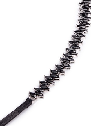 Detail View - Click To Enlarge - FALLON - 'Monarch Jagged Edge' cubic zirconia leather choker necklace