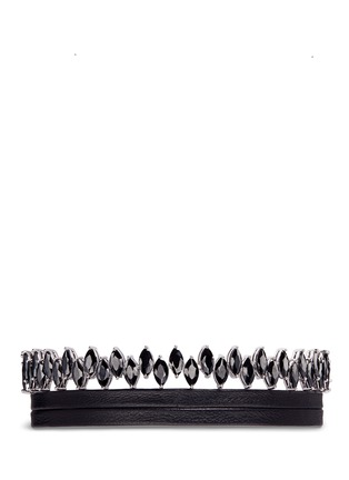 Main View - Click To Enlarge - FALLON - 'Monarch Jagged Edge' cubic zirconia leather choker necklace