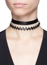 Figure View - Click To Enlarge - FALLON - 'Monarch Jagged Edge' cubic zirconia leather choker necklace