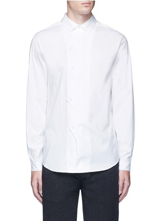 Main View - Click To Enlarge - CHRISTOPHER KANE - Zigzag front placket cotton shirt