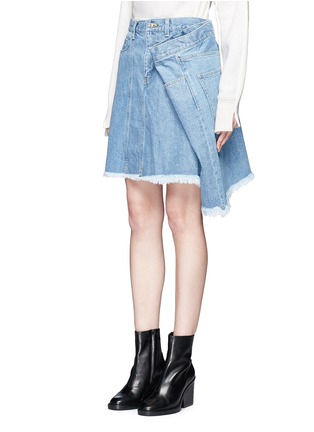 Front View - Click To Enlarge - 72951 - Extended panel frayed denim skirt