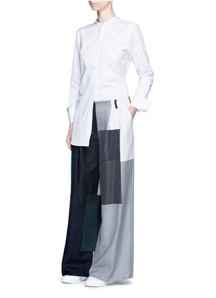Figure View - Click To Enlarge - 72951 - Patchwork wool flared pants