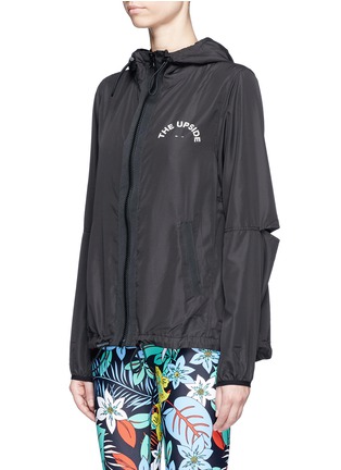 Front View - Click To Enlarge - THE UPSIDE - 'Spliced Ash' slit panel hooded jacket
