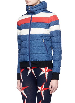 Front View - Click To Enlarge - PERFECT MOMENT - 'Queenie' denim print quilted down ski jacket