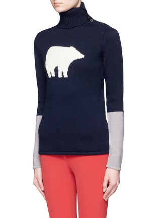 Front View - Click To Enlarge - PERFECT MOMENT - Polar bear intarsia Merino wool sweater