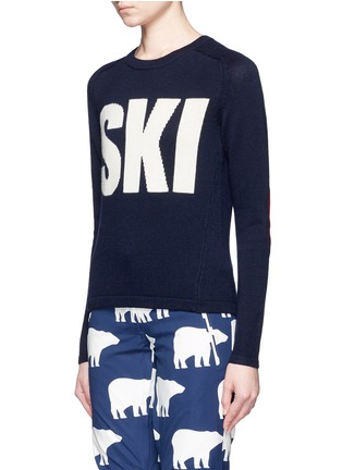 Front View - Click To Enlarge - PERFECT MOMENT - 'Ski' slogan Merino wool sweater