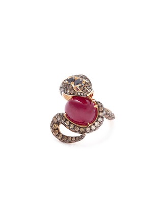Main View - Click To Enlarge - STEPHEN WEBSTER - 'Snake' diamond ruby 18k rose gold ring