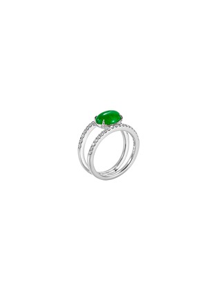 Figure View - Click To Enlarge - SAMUEL KUNG - Diamond jade 18k white gold cutout ring