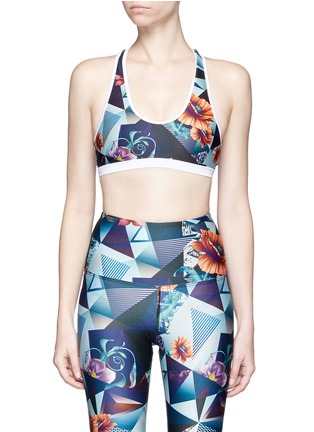 Main View - Click To Enlarge - WE ARE HANDSOME - 'The Score' print mesh racerback active bra
