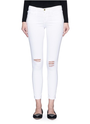 Main View - Click To Enlarge - FRAME - 'Le Skinny De Jeanne' distressed cropped jeans