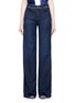Detail View - Click To Enlarge - FRAME - 'Le Capri' piped cotton blend wide leg jeans
