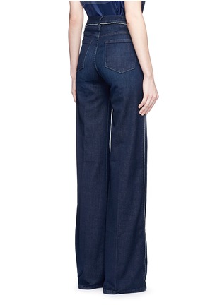 Back View - Click To Enlarge - FRAME - 'Le Capri' piped cotton blend wide leg jeans