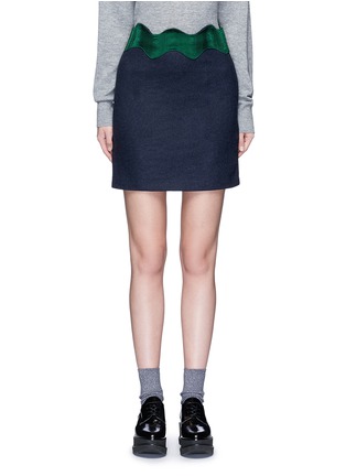 Main View - Click To Enlarge - TOGA ARCHIVES - Embroidered wavy trim wool mini skirt