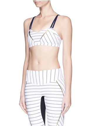 Front View - Click To Enlarge - LUCAS HUGH - 'Nordica' pinstripe balcony sports bra