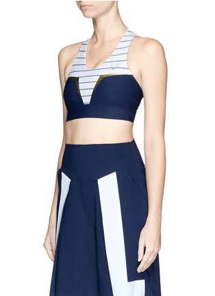 Front View - Click To Enlarge - LUCAS HUGH - 'Neva' pinstripe sports cropped top