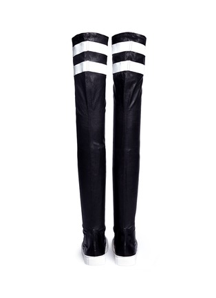 Back View - Click To Enlarge - EUGÈNE RICONNEAUS - 'E-High' stripe leather thigh high sneaker boots