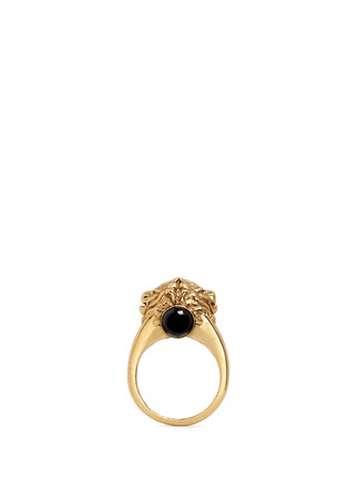 Main View - Click To Enlarge - ELA STONE - 'Arie' lion head onyx brass ring