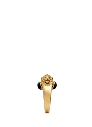 Figure View - Click To Enlarge - ELA STONE - 'Arie' lion head onyx brass ring