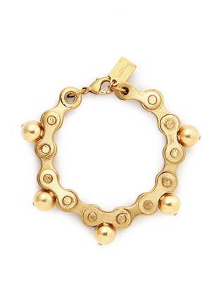 Main View - Click To Enlarge - ELA STONE - 'Gears' sphere charm brass bracelet